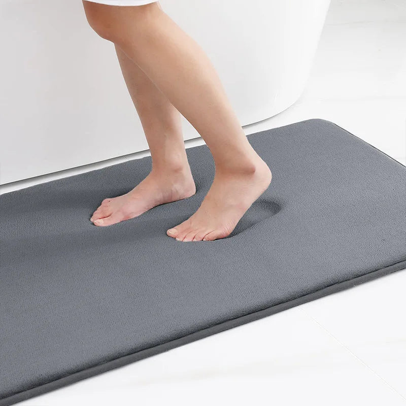 New Silicone Bath Mat Non-Slip Shower Bathroom Rug Memory Foam Carpet Soft Foot Mat Stone Floor Super Absorbent Quick Dry Rug