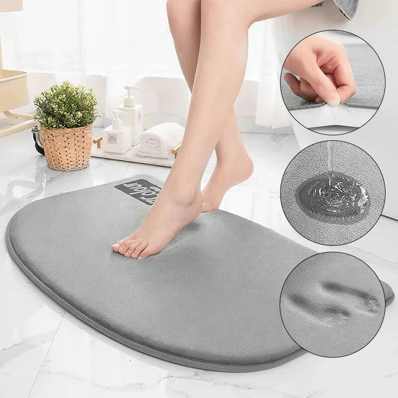 Non-Slip Shower Bathroom Olanly Silicone Bath Mat Rug Memory Foam Carpet Soft Foot Mat Stone Floor Super Absorbent Quick Dry Rug